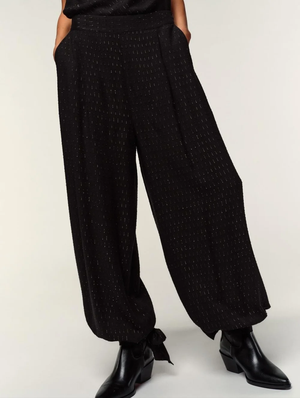 Zara Balloon Pants Sequin Sparkle Black Size S